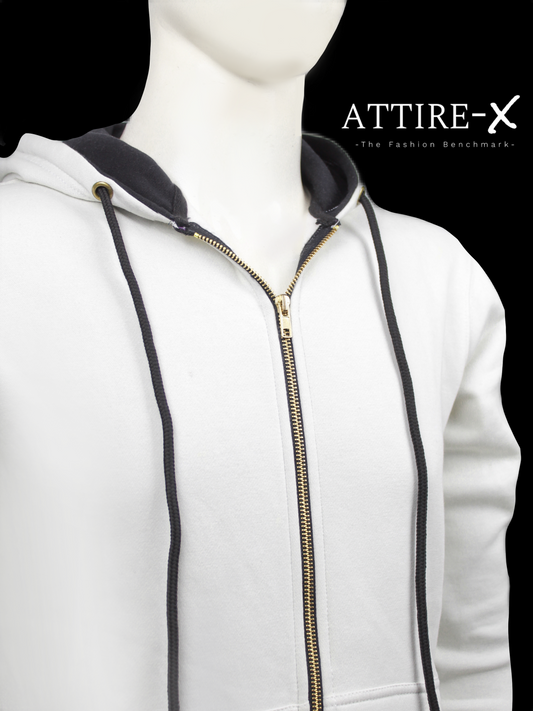 Mens Ash White Hoodie W-1002