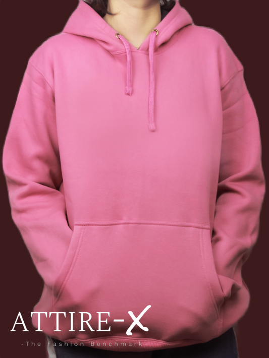 Women Oversized Rose Pink Hoodie W-1005